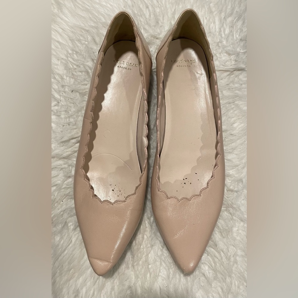 Cole Haan Grand.OS scallop edge leather flats